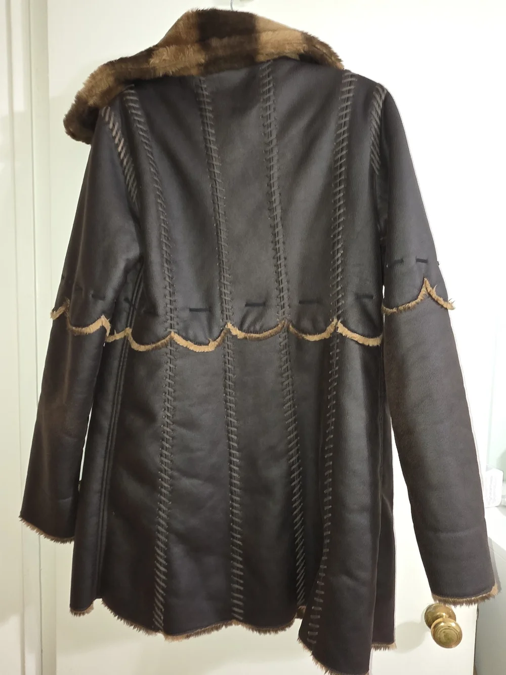 Montanaco Women's Dark Brown Faux Suade Leather Jacket